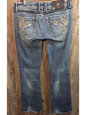 Miss Me Denim Blue Jeans Women Size 30 (31x33.5) Boot JP5117-4 - Winged Cross